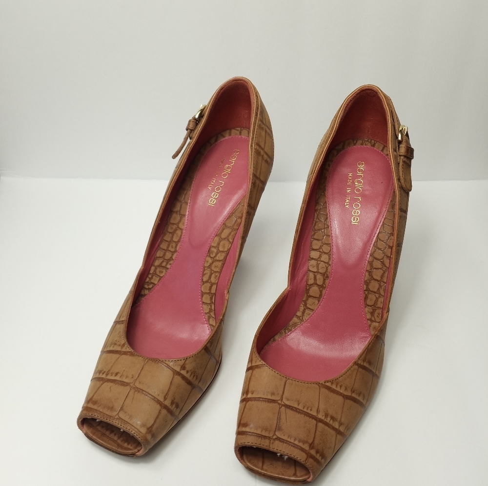 Sergio Rossi Beige Open Toe Pumps Size 39